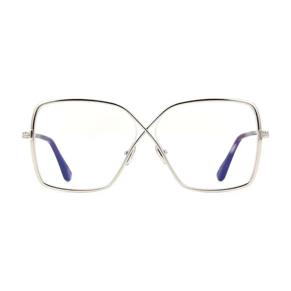 NEW TOM FORD EYEGLASSES SILVER WOMEN SQUARE EYEWEAR